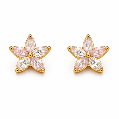 92.5 Silver flower shaped stone earrings