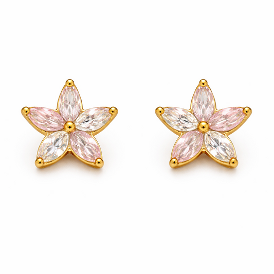 92.5 Silver flower shaped stone earrings