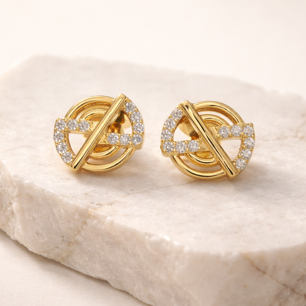 92.5 Silver Circle stone Outline Earrings