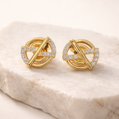 92.5 Silver Circle stone Outline Earrings