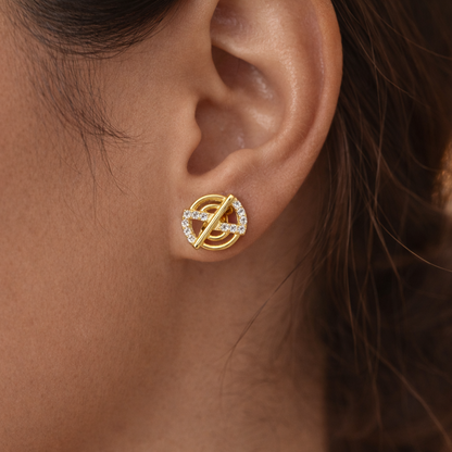 92.5 Silver Circle stone Outline Earrings