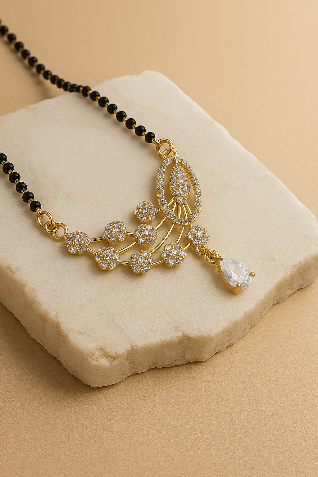 92.5 Silver Peacock Quartz Quill Mangalsutra