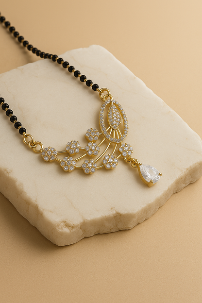 92.5 Silver Peacock Quartz Quill Mangalsutra