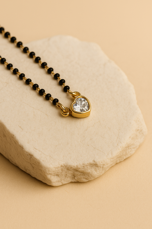 92.5 Silver Heart Solitaire Mangalsutra