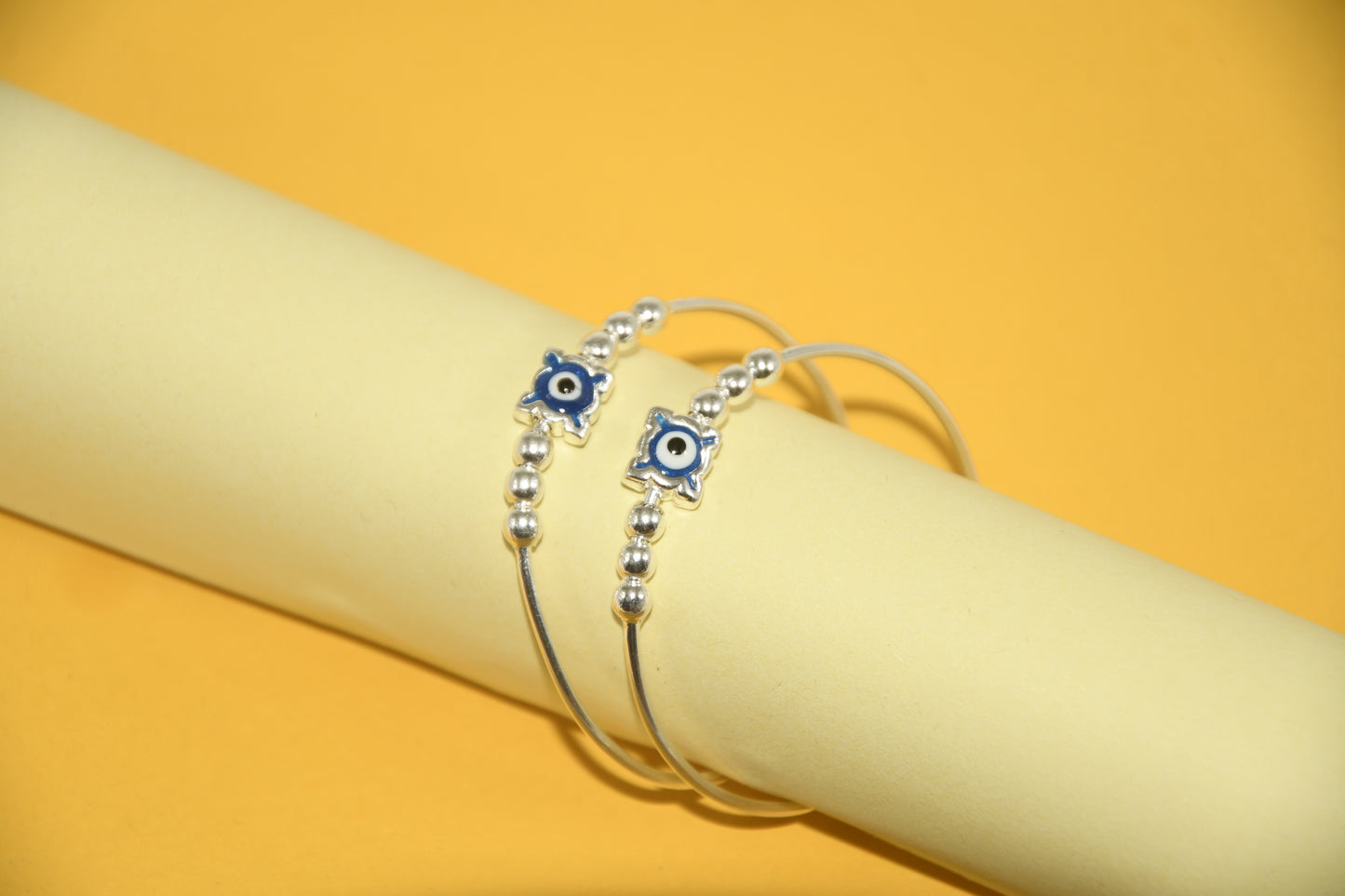 92.5 Silver Evil Eye Kadas (Pair of 2)
