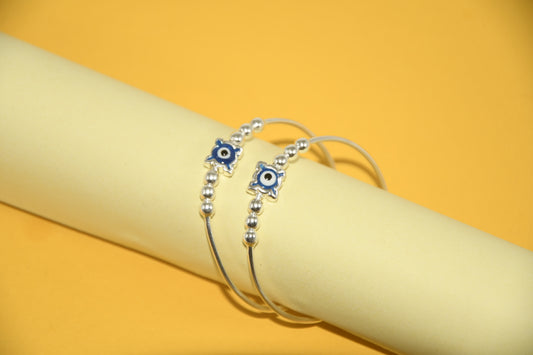 92.5 Silver Evil Eye Kadas (Pair of 2)