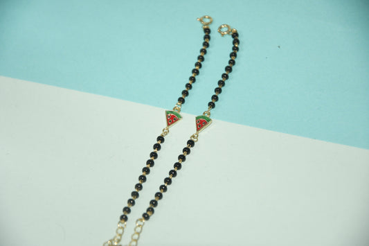 Watermelon Charm Black Bead Nazariya Bracelet