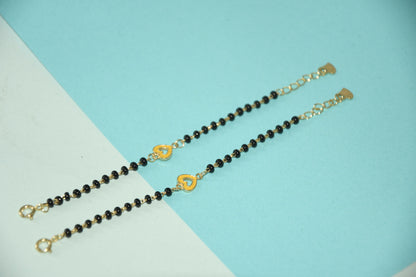 Yellow Heart Charm Black Bead Nazariya Bracelet