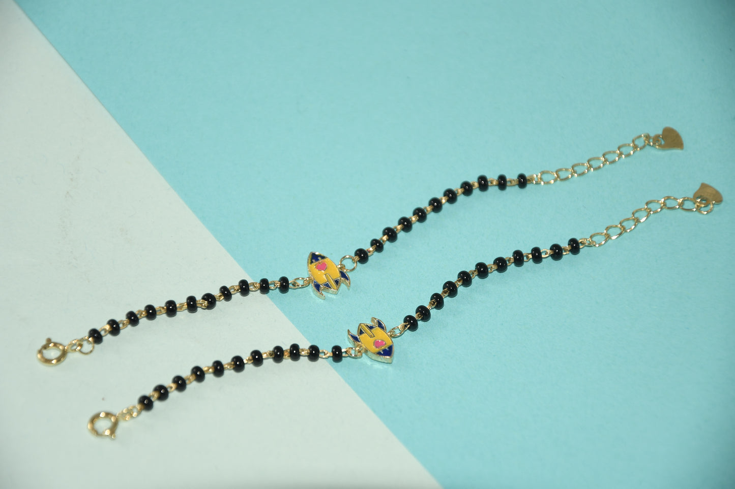 Rocket Charm Black Bead Nazariya Bracelet