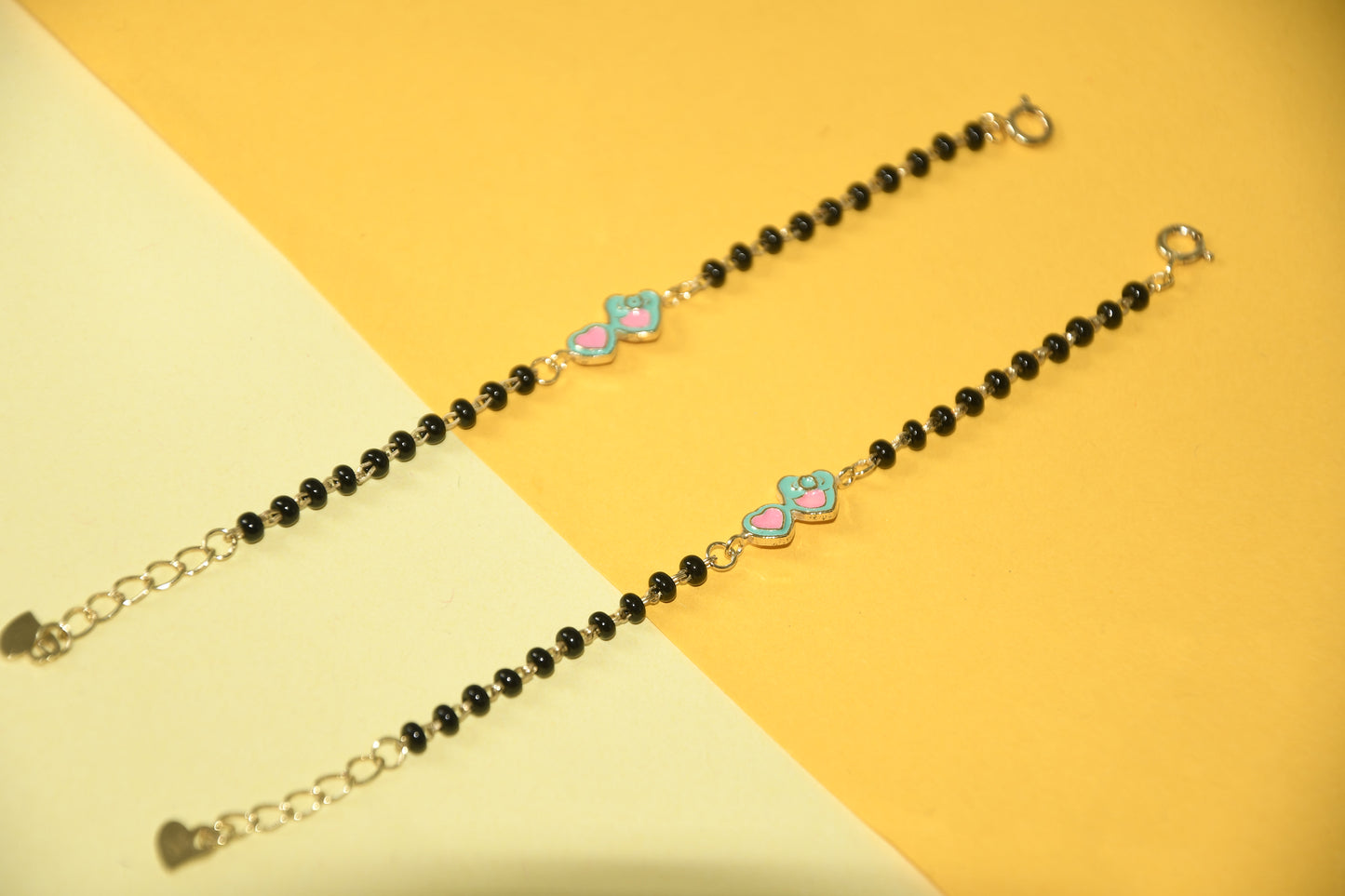 Heart Sunglasses Charm Black Bead Nazariya Bracelet