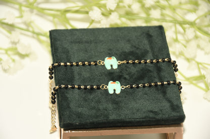 Blue Tooth Fairy Black Bead Nazariya Bracelet (Pair of 2)