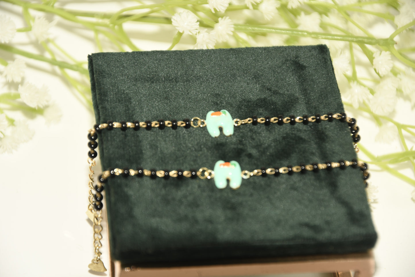 Blue Tooth Fairy Black Bead Nazariya Bracelet (Pair of 2)