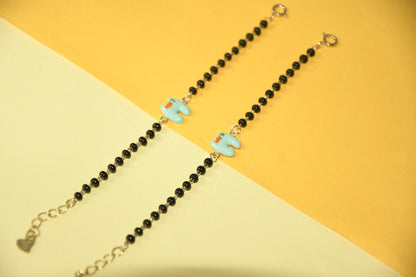 Blue Tooth Fairy Black Bead Nazariya Bracelet (Pair of 2)