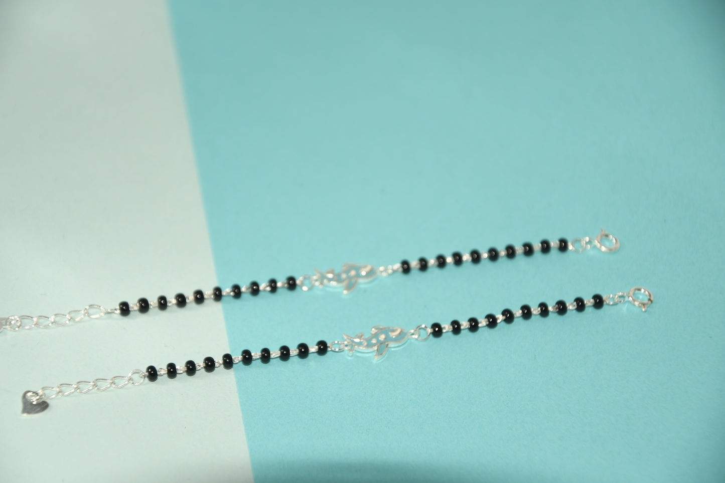 Light Blue Aeroplane Silver  Black Bead Nazariya Bracelet (Pair of 2)