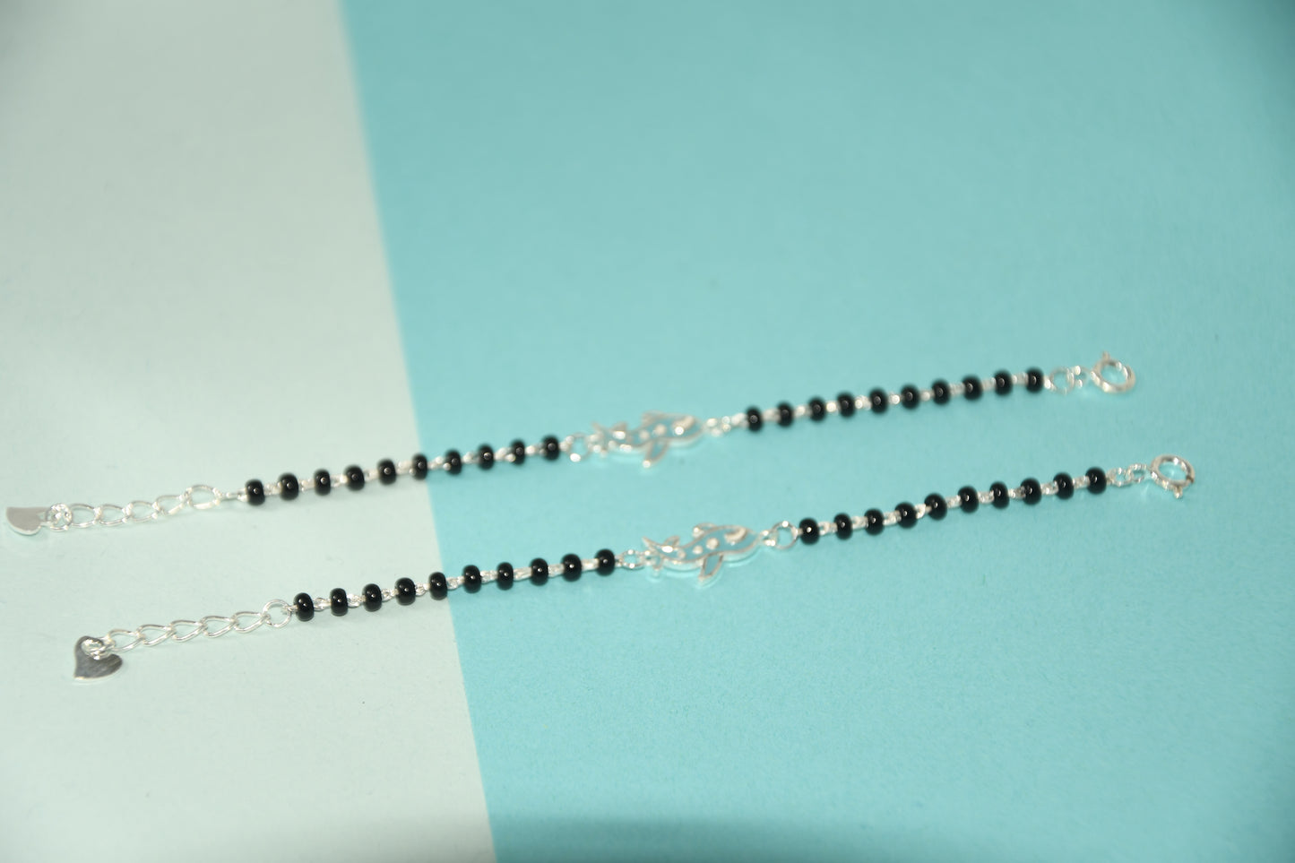 Light Blue Aeroplane Silver  Black Bead Nazariya Bracelet (Pair of 2)