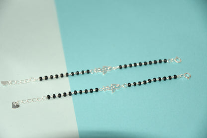 Light Blue Aeroplane Silver  Black Bead Nazariya Bracelet (Pair of 2)