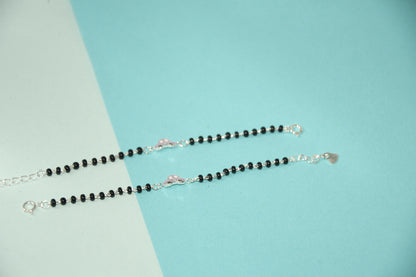 Purple Car Silver  Black Bead Nazariya Bracelet (Pair of 2)