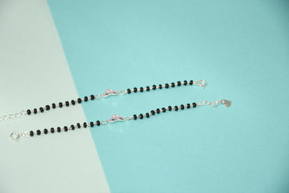 Purple Car Silver  Black Bead Nazariya Bracelet (Pair of 2)