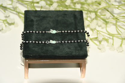 Blue Whale Silver  Black Bead Nazariya Bracelet (Pair of 2)