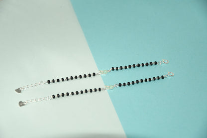 Blue Whale Silver  Black Bead Nazariya Bracelet (Pair of 2)