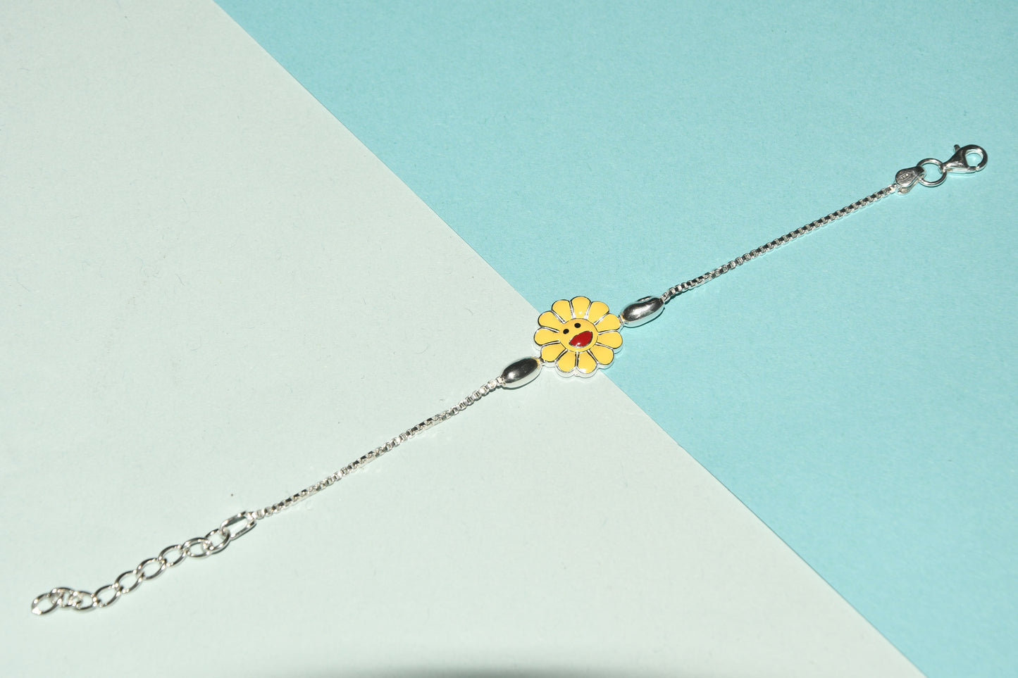 92.5 Sunflower Silver Charm Bracelet