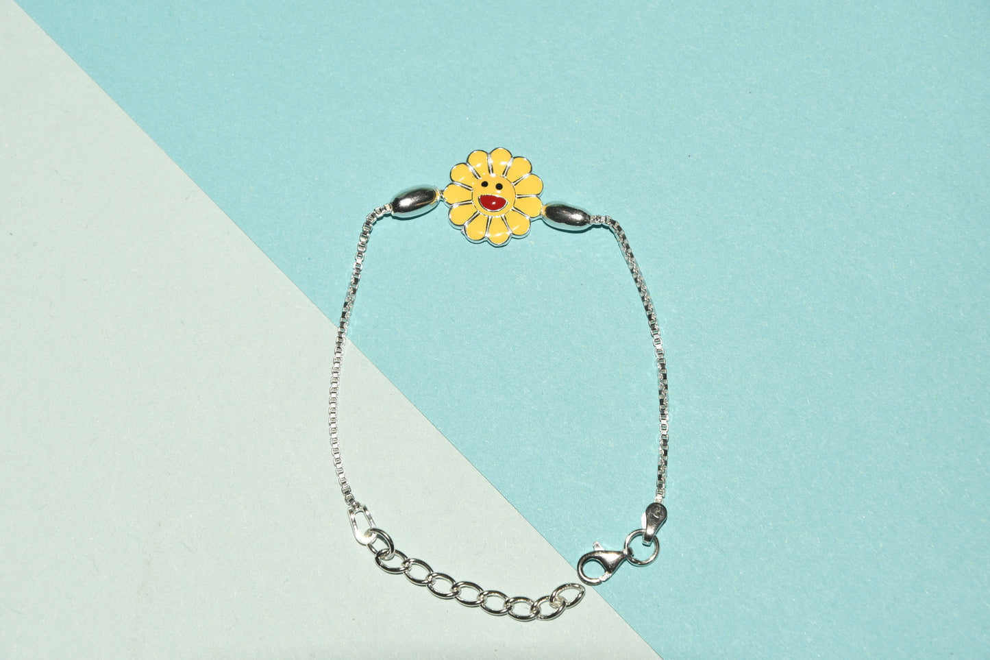 92.5 Sunflower Silver Charm Bracelet