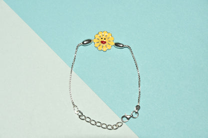 92.5 Sunflower Silver Charm Bracelet