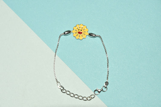 92.5 Sunflower Silver Charm Bracelet