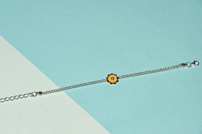 92.5 Yellow Flower Charm Bracelet