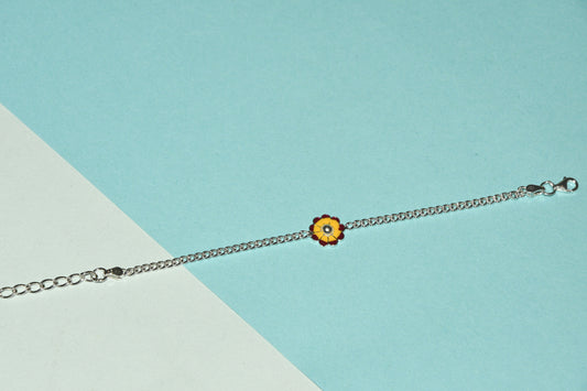 92.5 Yellow Flower Charm Bracelet