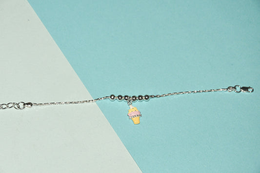 92.5 IceCream Cone  Silver Charm Bracelet