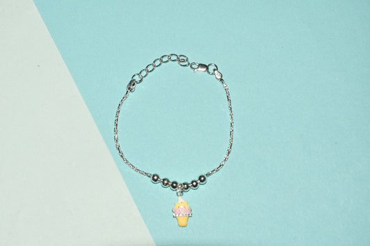 92.5 IceCream Cone  Silver Charm Bracelet