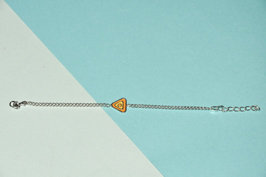92.5 Yellow Triangle Silver Charm Bracelet