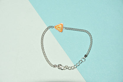 92.5 Yellow Triangle Silver Charm Bracelet