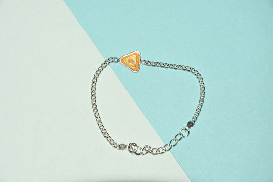 92.5 Yellow Triangle Silver Charm Bracelet