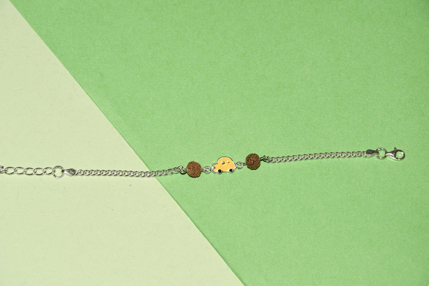 92.5 Yellow Car Silver Charm Bracelet