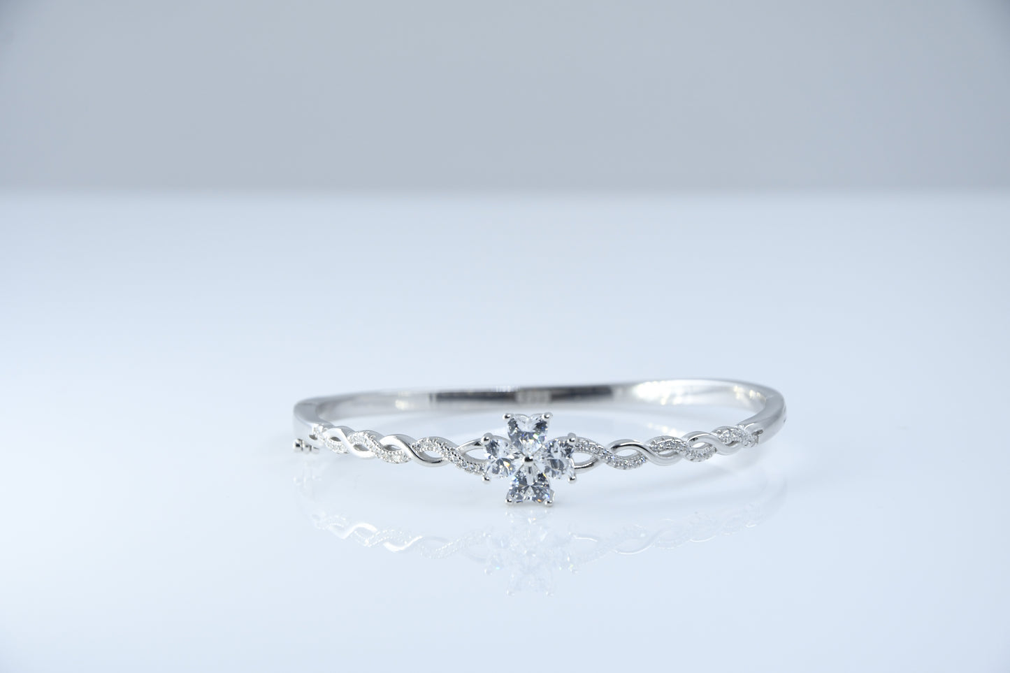 92.5 Silver Clover Women Kada Bracelet