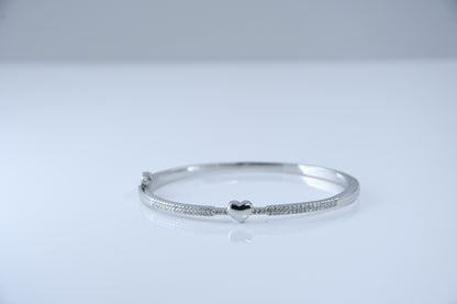 92.5 Silver Heart Women Kada Bracelet