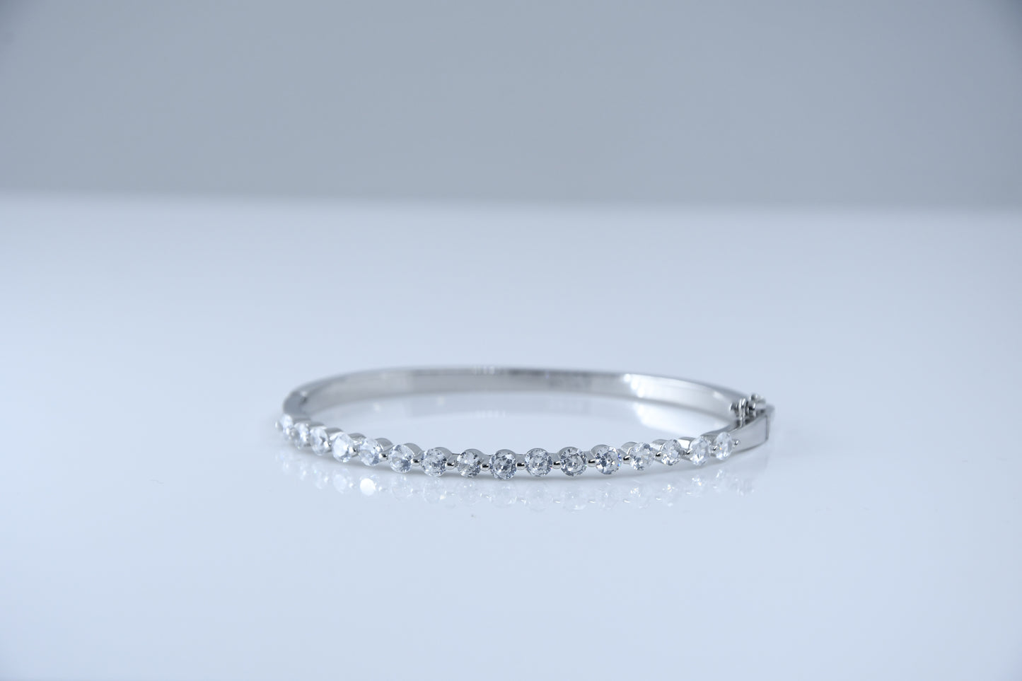 92.5 Silver Crystal Stone Row Women Kada Bracelet