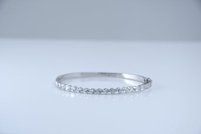 92.5 Silver Crystal Stone Row Women Kada Bracelet