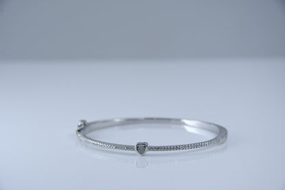 92.5 Silver Single Heart Women Kada Bracelet