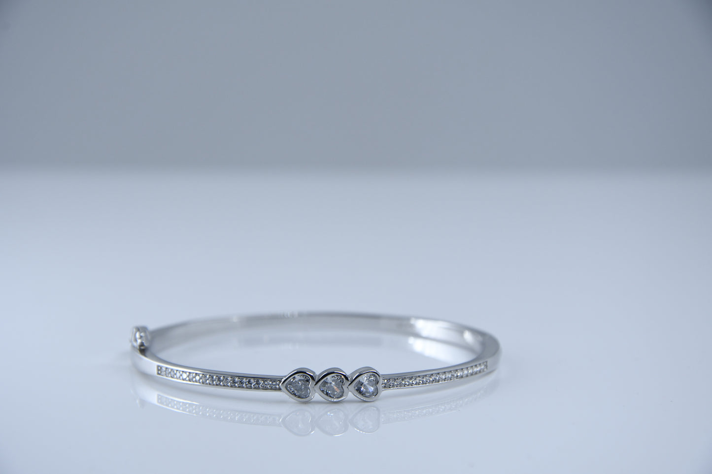 92.5 Silver Triple Heart Women Kada Bracelet
