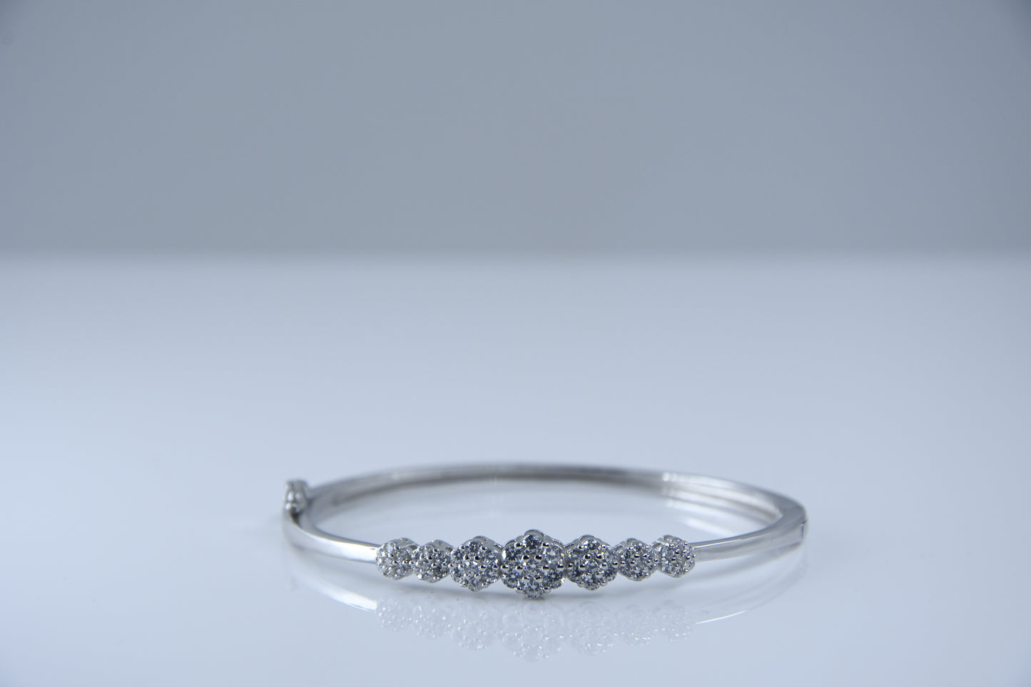 92.5 Silver Flower Row Women Kada Bracelet