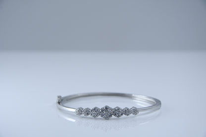 92.5 Silver Flower Row Women Kada Bracelet