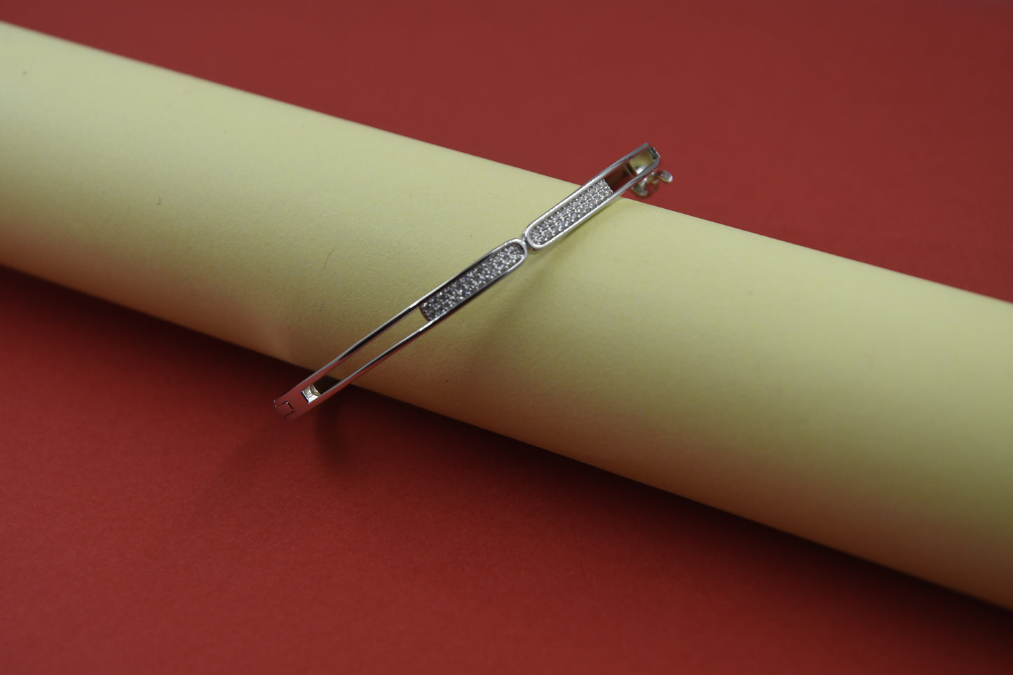 92.5 Silver Double Oval Women Kada Bracelet