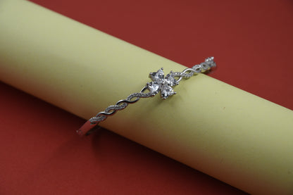 92.5 Silver Clover Women Kada Bracelet
