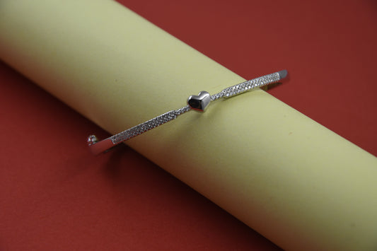 92.5 Silver Heart Women Kada Bracelet