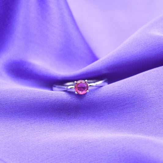 92.5 Silver Red Solitaire Gemstone Ring