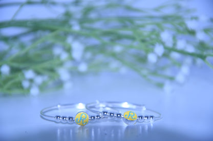 92.5 Silver Initial Yellow ‘R’ Kadas (Pair of 2)