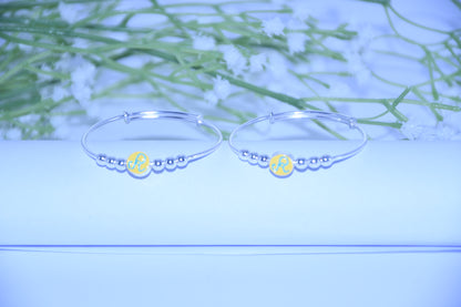 92.5 Silver Initial Yellow ‘R’ Kadas (Pair of 2)